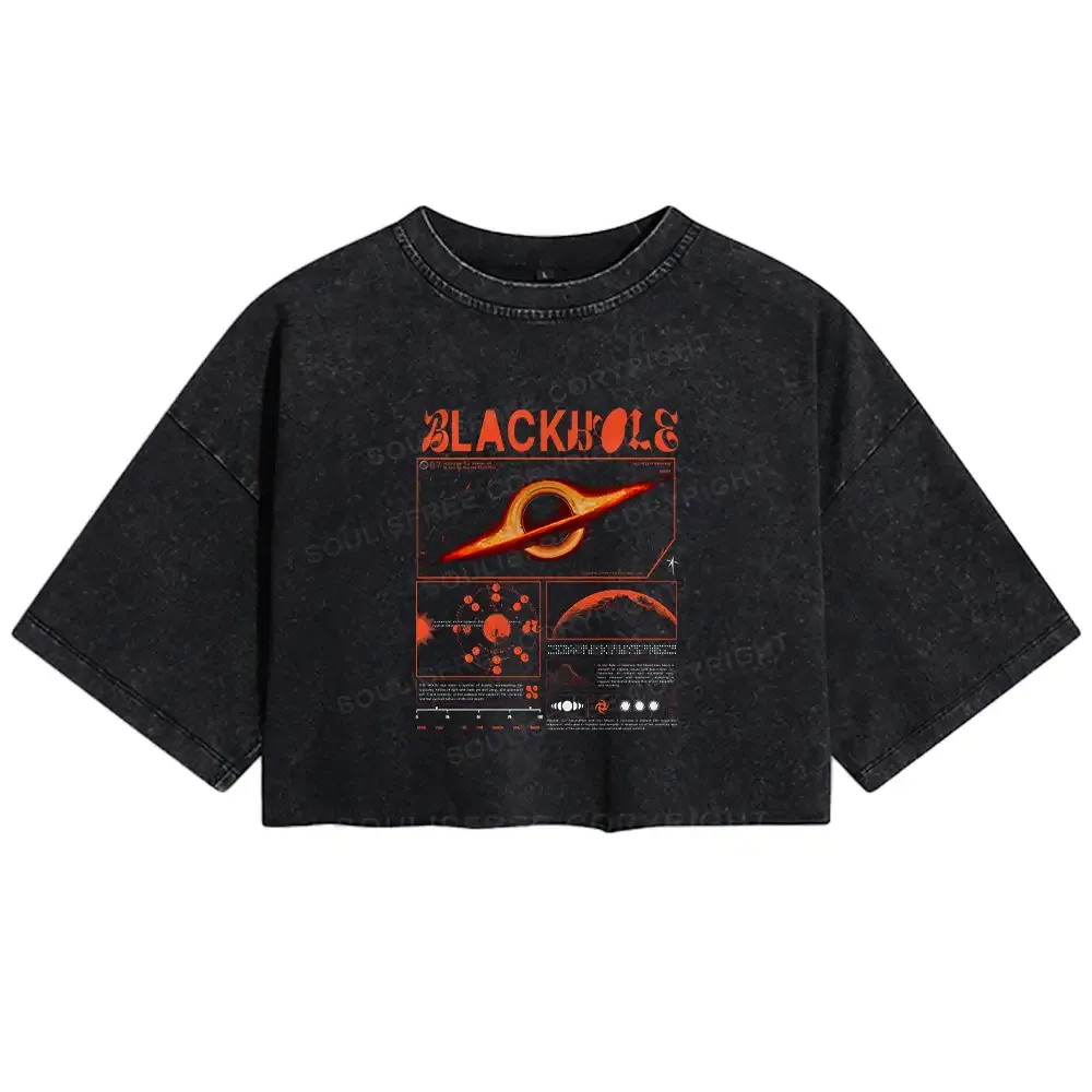 Designed The Mystery Of Black Holes Washed Crop T-shirt