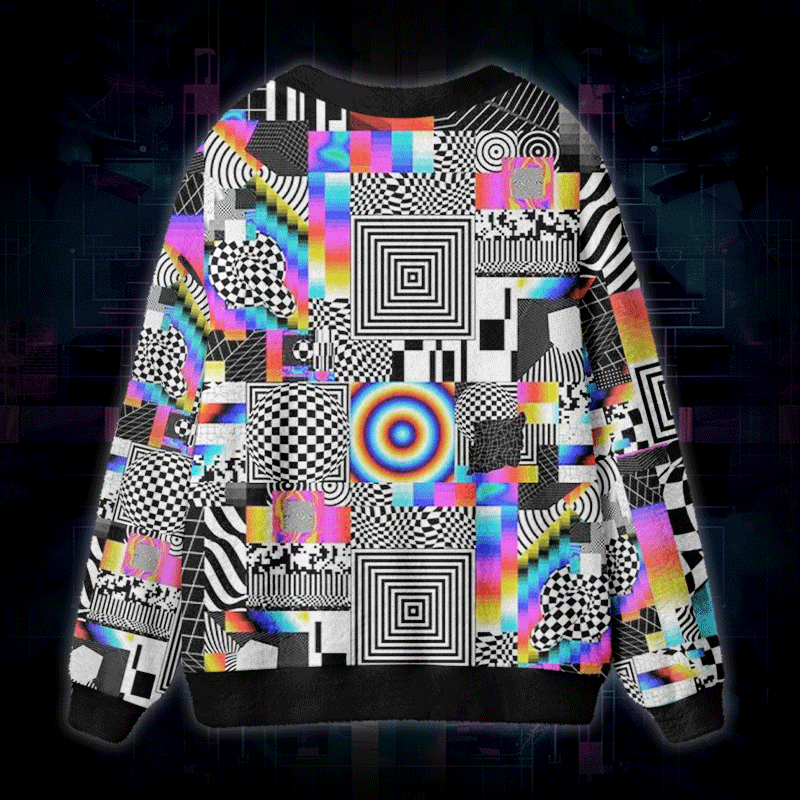 Soulisfree Reality Is Glitching Fuzzy Cardigan Sweater 