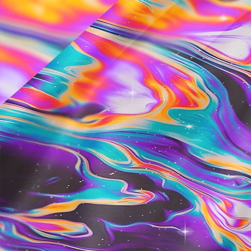 Soulisfree  Neon Galaxy Swirl Cowl Neck Satin Mini Dress