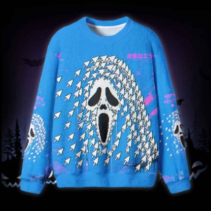 Soulisfree Cursor Scream Glitc Fuzzy Crewneck Sweater