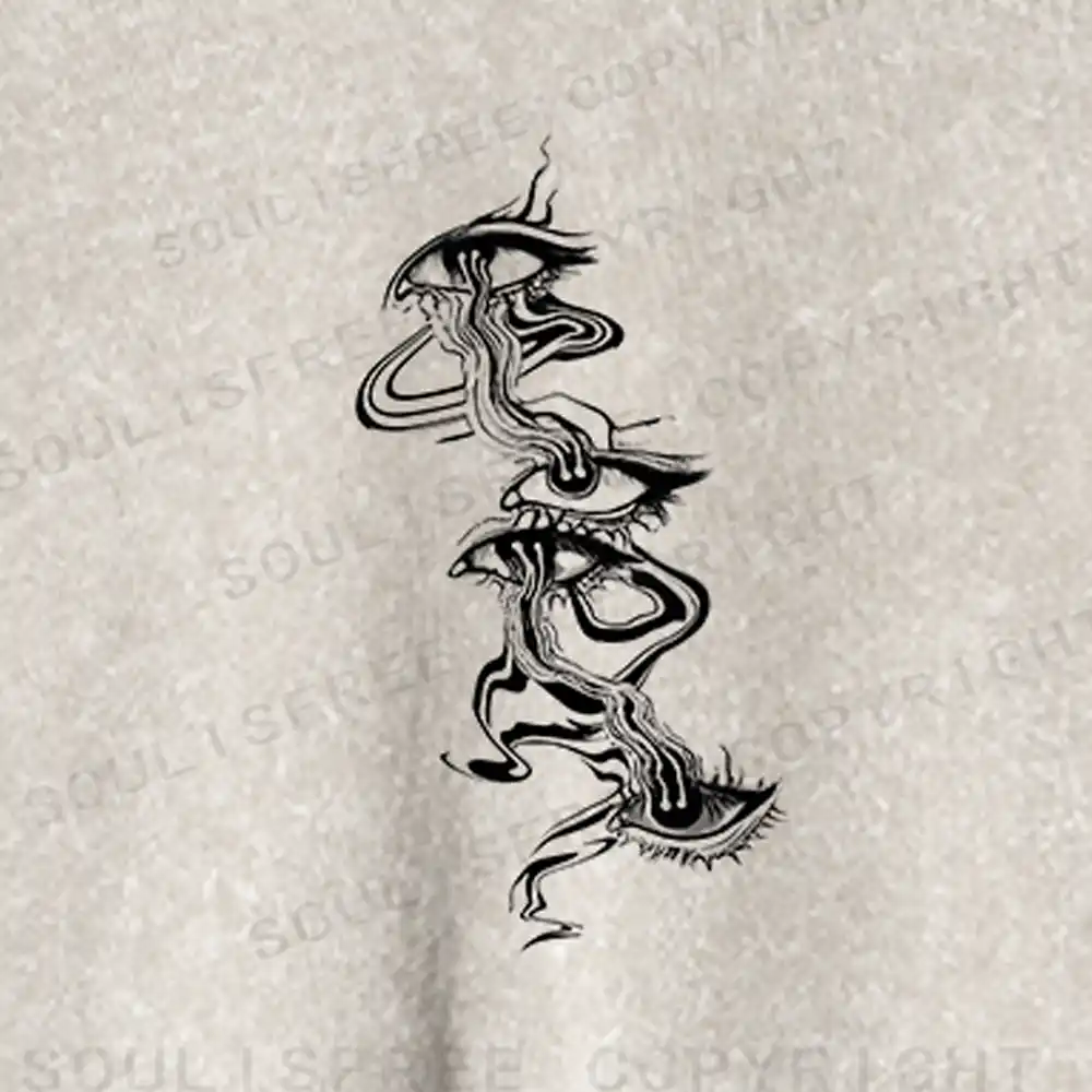 Psychedelic Eyes Washed Cropped Sweatshirt