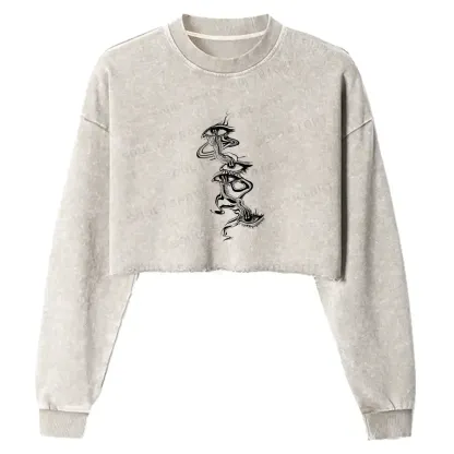 Psychedelic Eyes Washed Cropped Sweatshirt