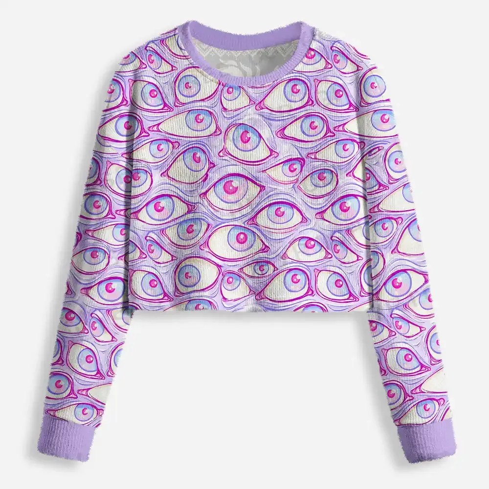 Lavender Dream Eyes Cropped Ugly Christmas Sweater