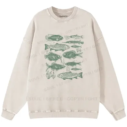 Retro Fish Washed Sweatshirts