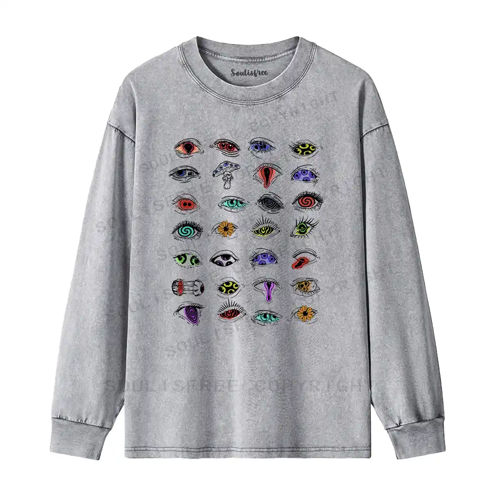 The Psychedelic Eyes Of All Beings Washed Long Sleeve Shirt