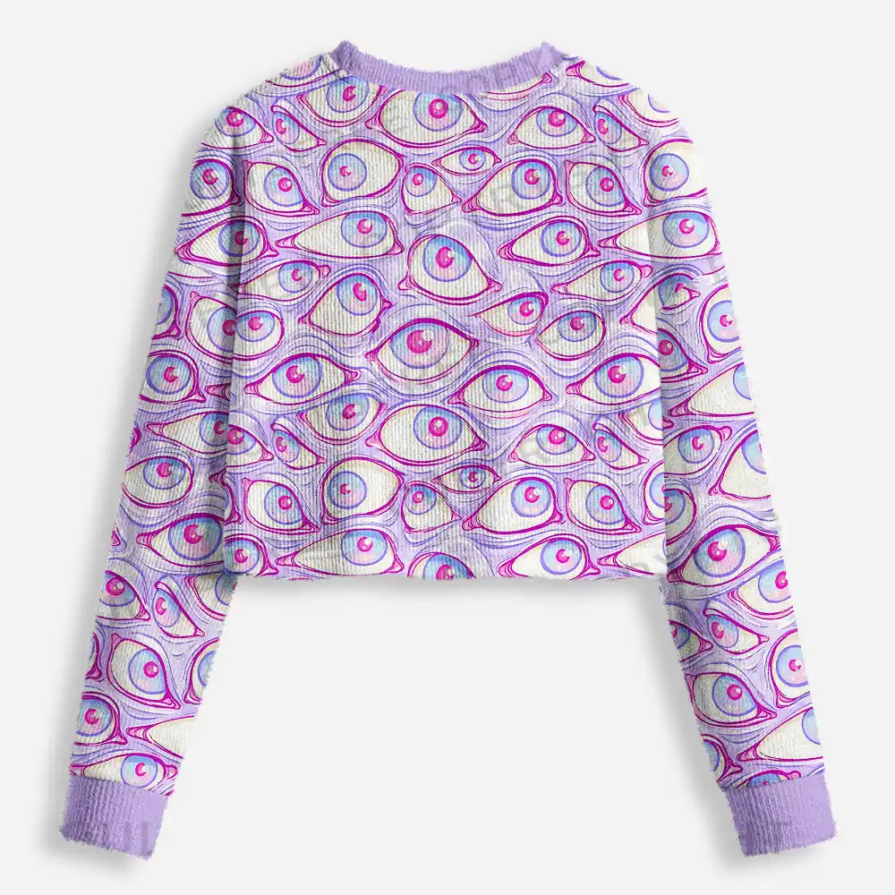 Lavender Dream Eyes Cropped Ugly Christmas Sweater