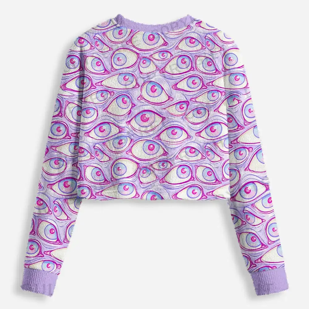 Lavender Dream Eyes Cropped Ugly Christmas Sweater