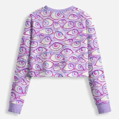 Lavender Dream Eyes Cropped Ugly Christmas Sweater