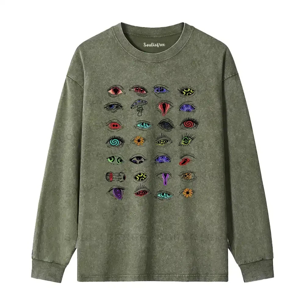 The Psychedelic Eyes Of All Beings Washed Long Sleeve Shirt