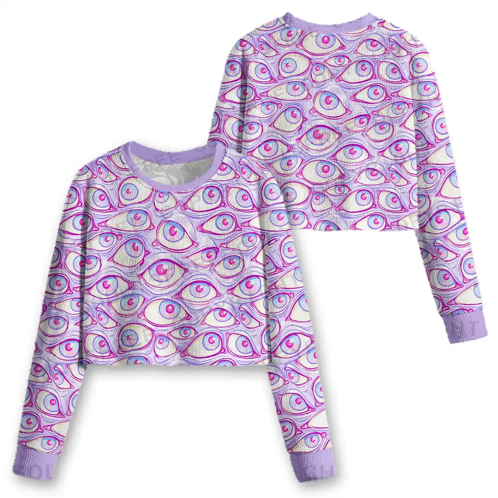 Lavender Dream Eyes Cropped Ugly Christmas Sweater