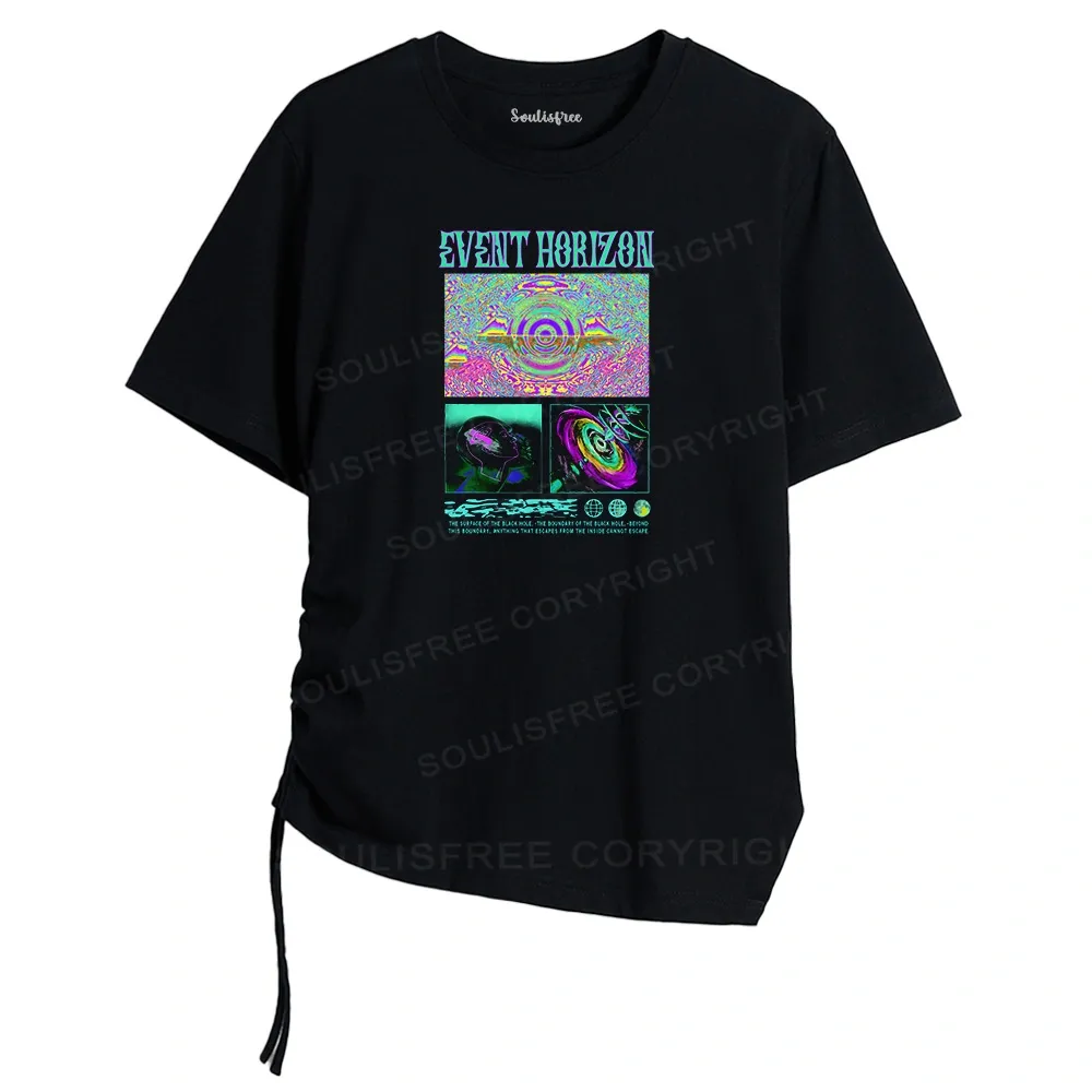 Designed Evolution Horizon Asymmetrical Top With Side Drawstring