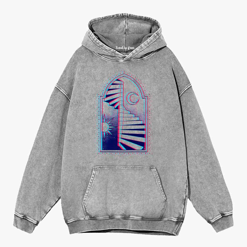 Soulisfree  Sun Moon Steps Of Free Soul  Washed Hoodie