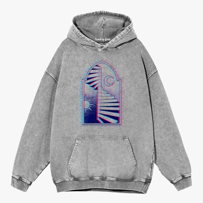 Soulisfree  Sun Moon Steps Of Free Soul  Washed Hoodie