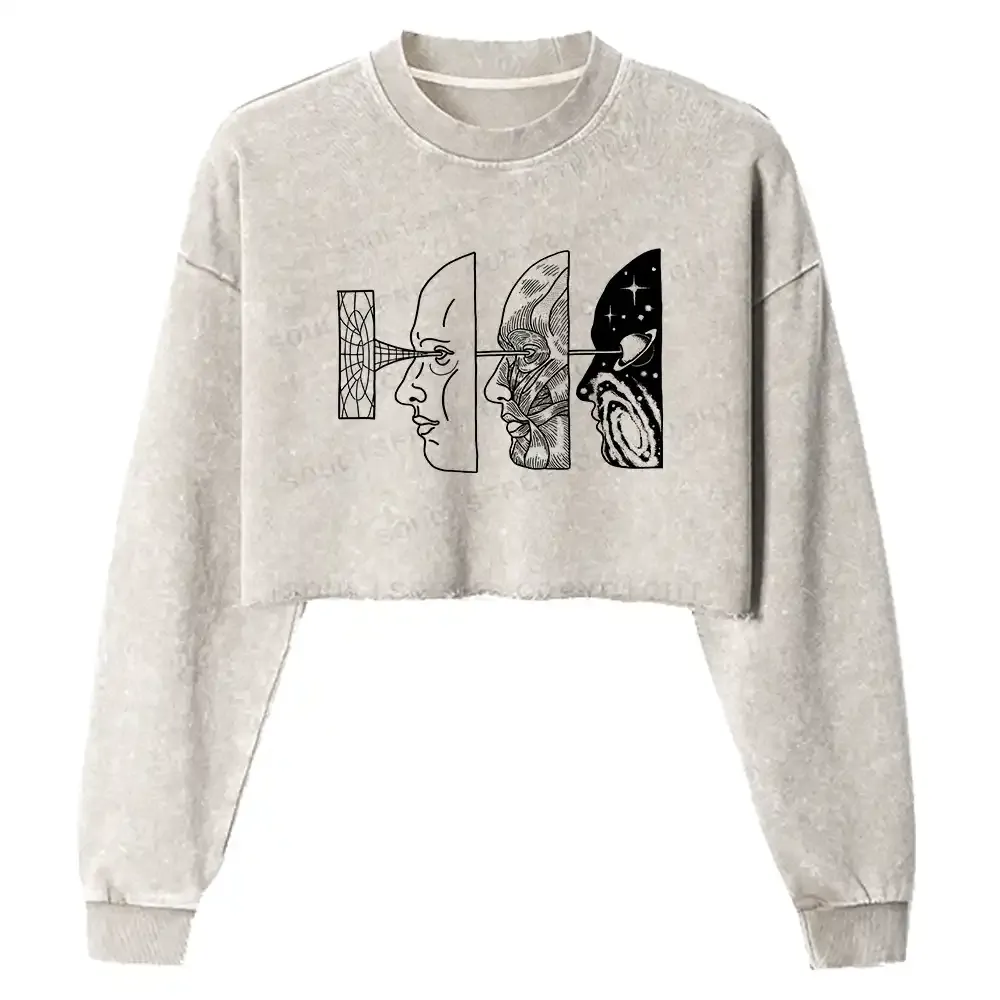 Designed Reality Is Manipulated By Thought Washed Cropped Sweatshirt | Soulisfree
