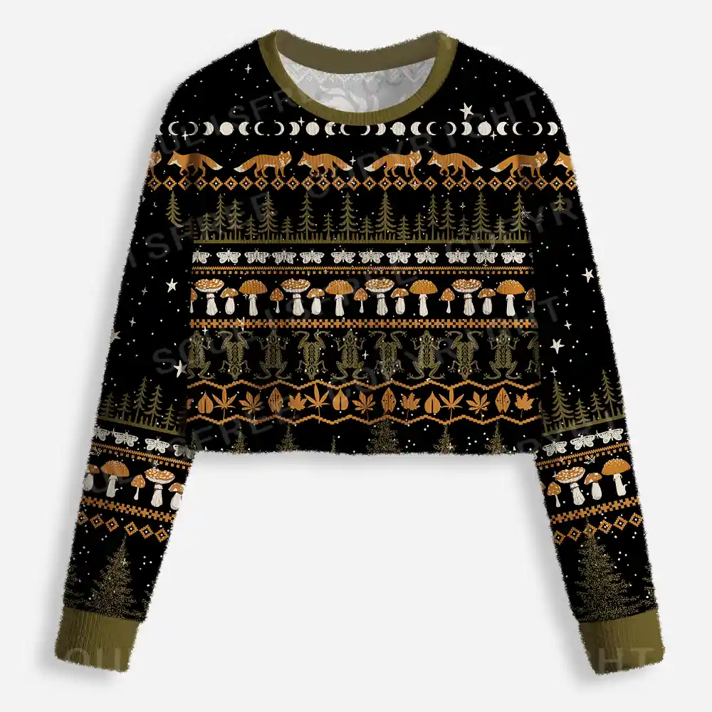 Mystic Woods Cropped Ugly Christmas Sweater