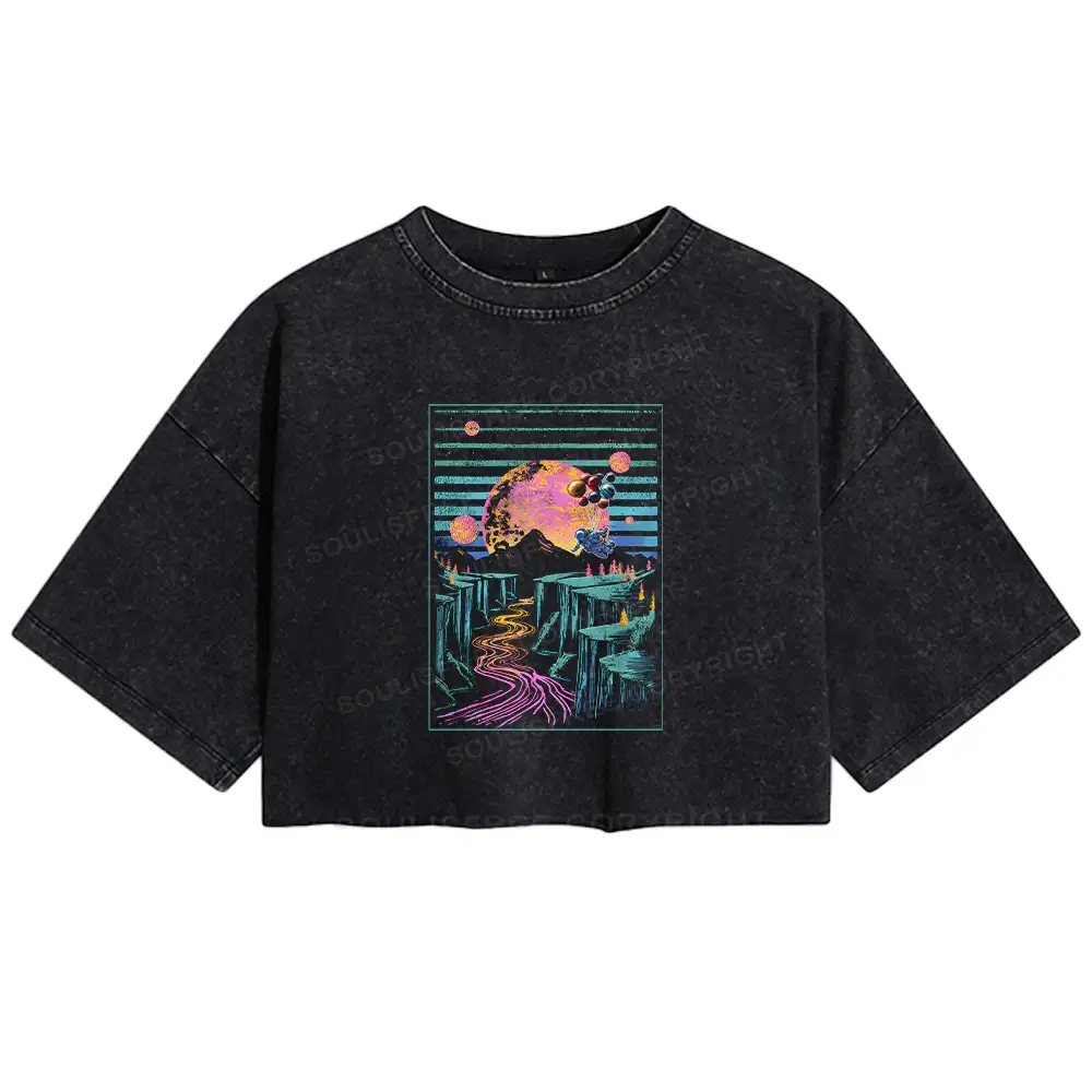 Moon And Balloon Washed Crop T-shirt