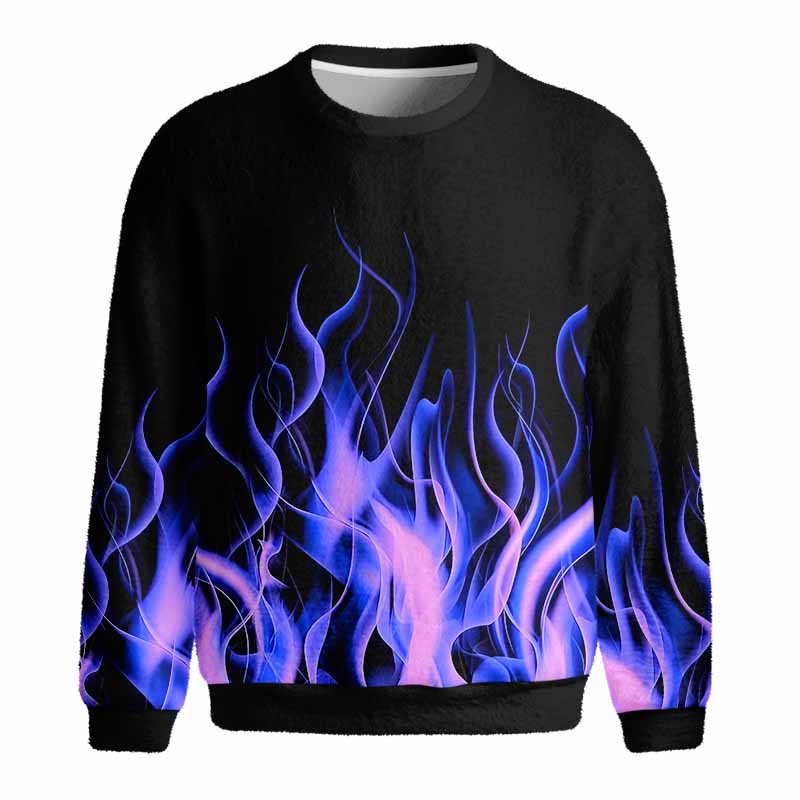 Soulisfree Violet Blaze  – Luminous Fire  Fuzzy Crewneck Sweater