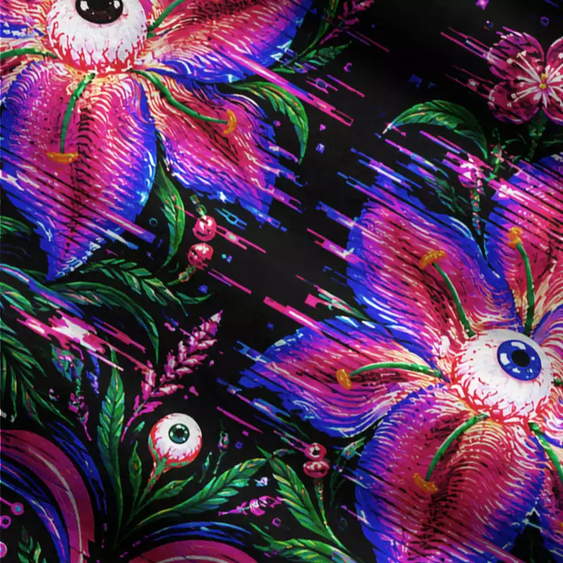 Soulisfree Floral Eyeball Fuzzy Cardigan Sweater