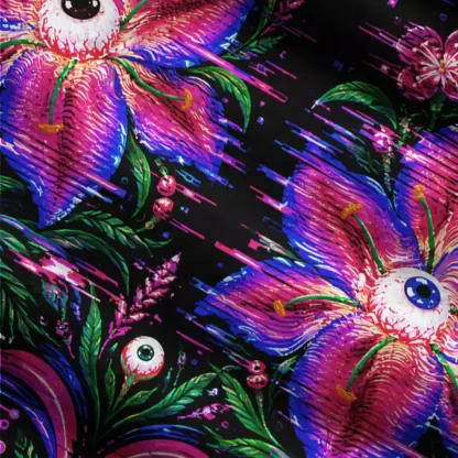 Soulisfree Floral Eyeball Fuzzy Cardigan Sweater