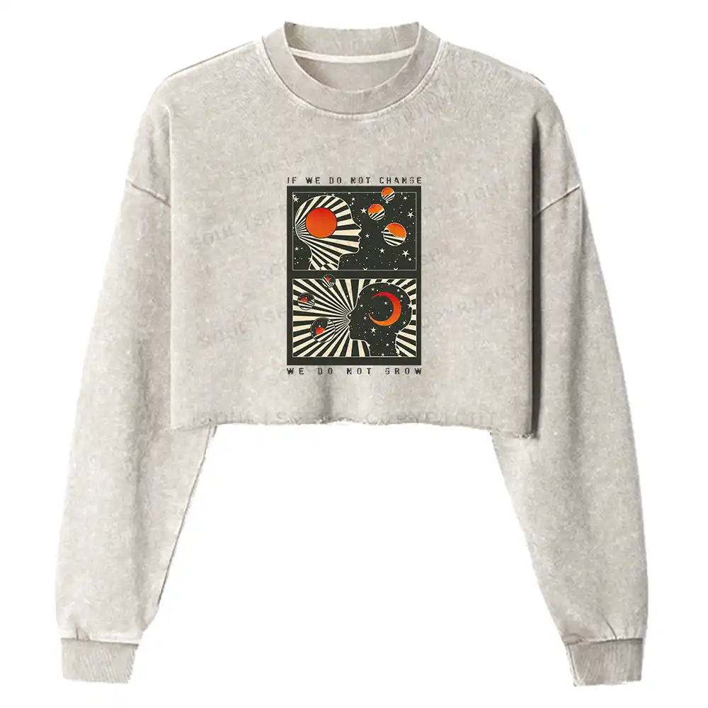 Self Growth Washed Cropped Sweatshirt