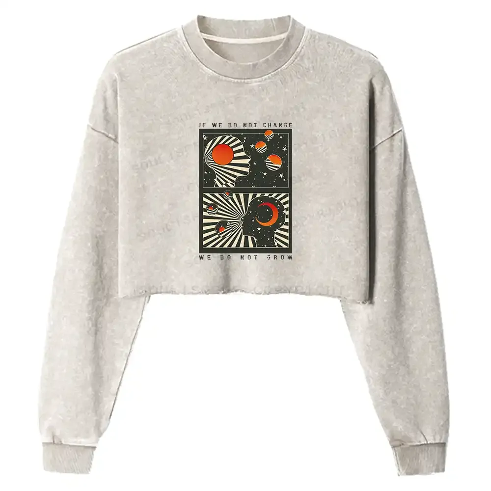 Self Growth Washed Cropped Sweatshirt