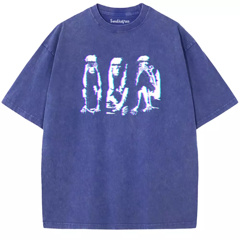 Soulisfree Glitched Trio in the Dark Washed Tee