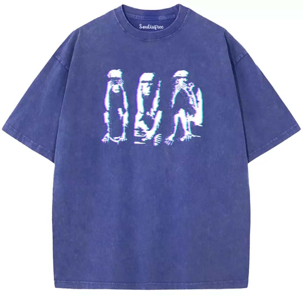 Soulisfree Glitched Trio in the Dark Washed Tee