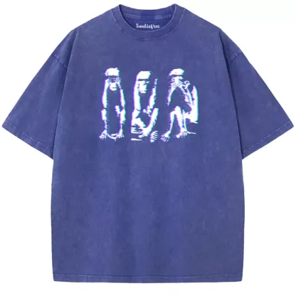 Soulisfree Glitched Trio in the Dark Washed Tee