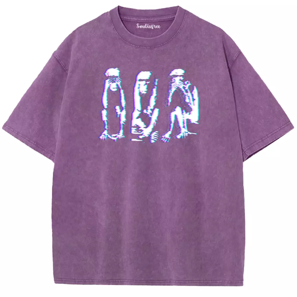 Soulisfree Glitched Trio in the Dark Washed Tee
