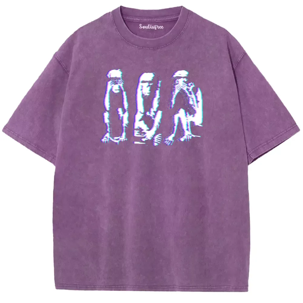 Soulisfree Glitched Trio in the Dark Washed Tee