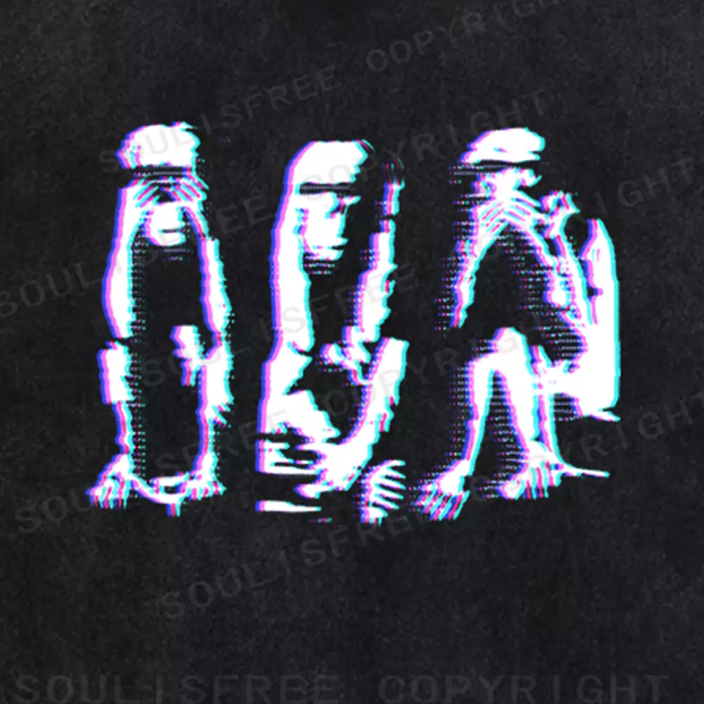 Soulisfree Glitched Trio in the Dark Washed Tee