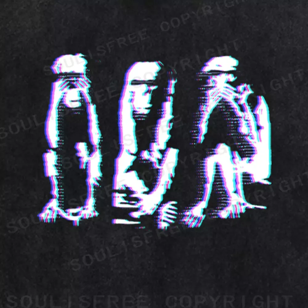 Soulisfree Glitched Trio in the Dark Washed Tee