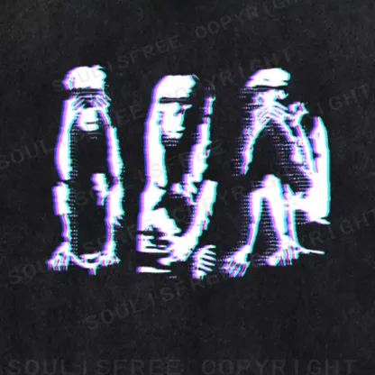 Soulisfree Glitched Trio in the Dark Washed Tee