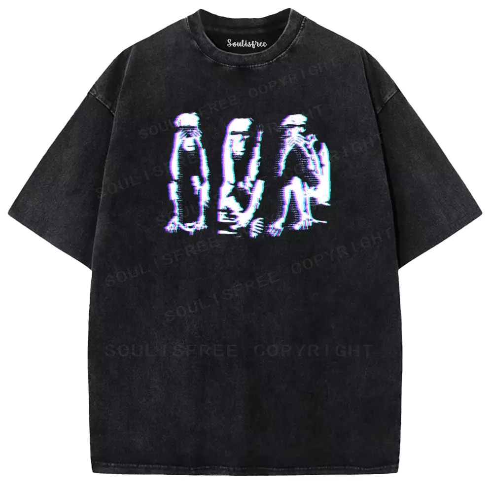 Soulisfree Glitched Trio in the Dark Washed Tee