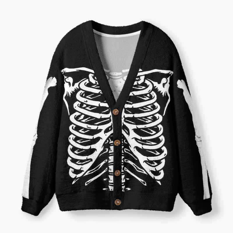 Soulisfree The Shape Of Mortality  Fuzzy Cardigan Sweater