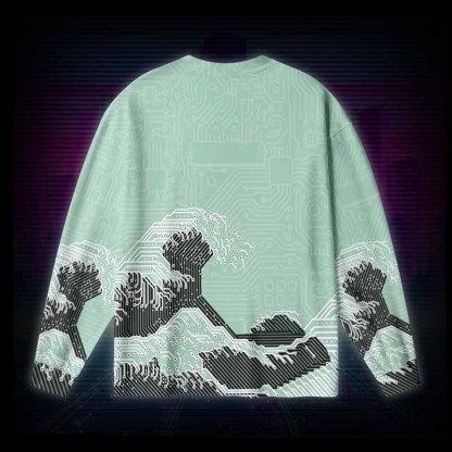 Soulisfree Circuit Board Waves Long Sleeve Cotton Tee