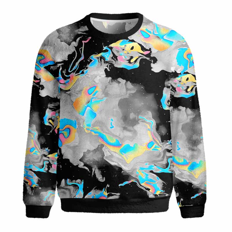 Soulisfree Cyber Iridescent Fluid Fuzzy Crewneck Sweater