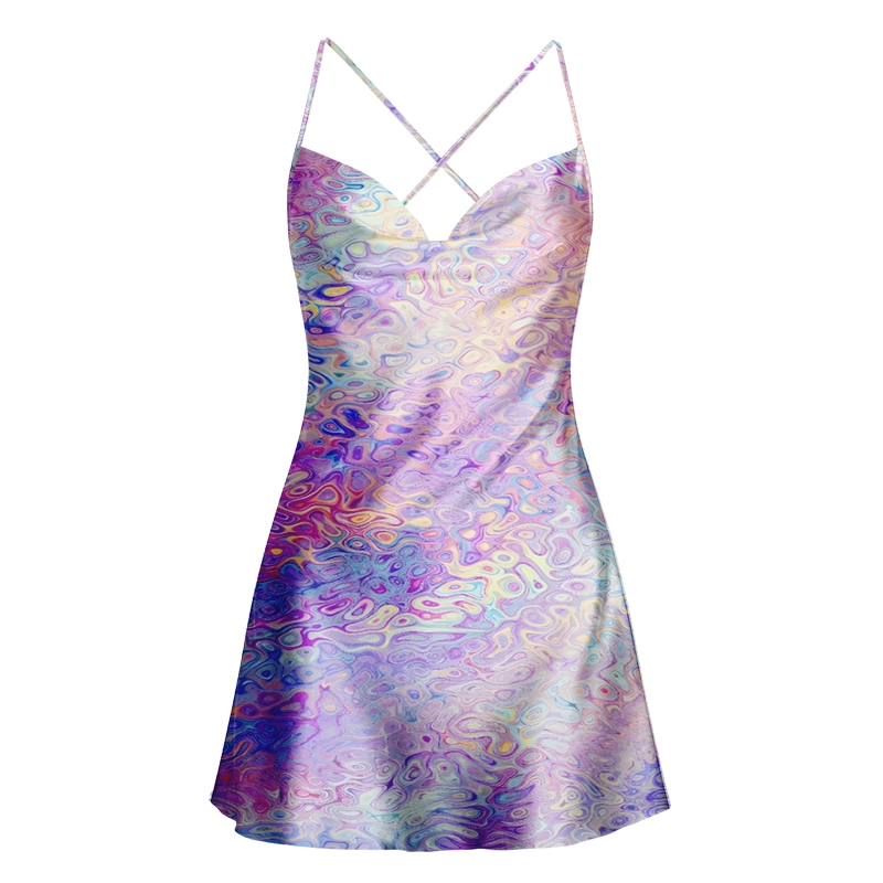 Soulisfree Pastel Liquid Dream Cowl Neck Satin Mini Dress