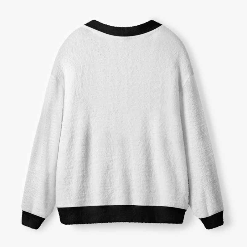 Soulisfree  The Black Cat Being Picked Up Fuzzy Cardigan Sweater