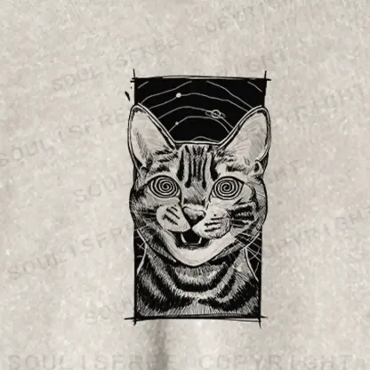 Hypnotic Cat Washed Cropped Sweatshirt