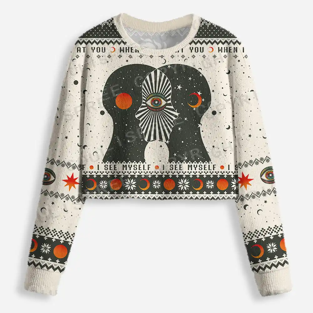 When I See You Cropped Ugly Christmas Sweater