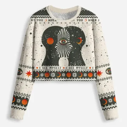 When I See You Cropped Ugly Christmas Sweater