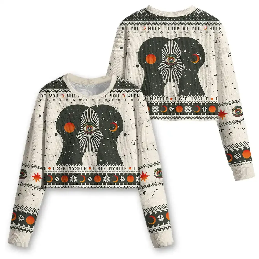 When I See You Cropped Ugly Christmas Sweater