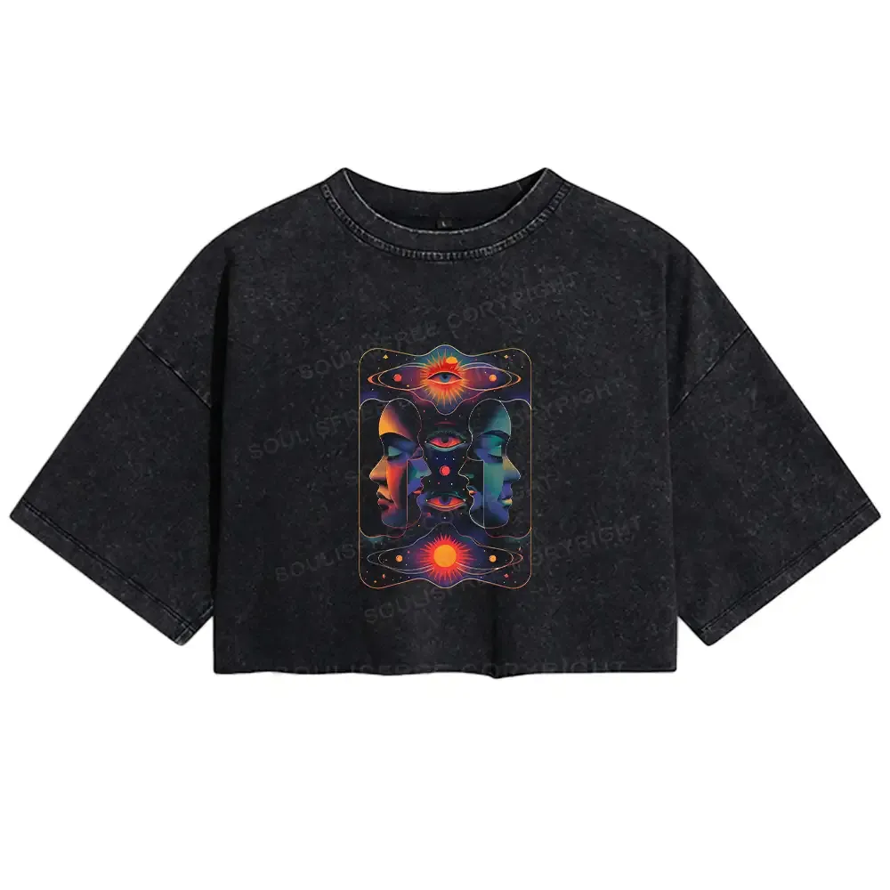 Designed Self-exploration Washed Crop T-shirt