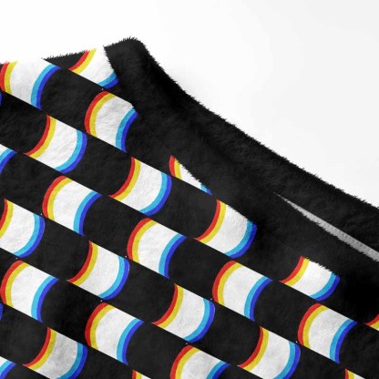 Soulisfree Optical Glitch Fuzzy Off-Shoulder Sweater