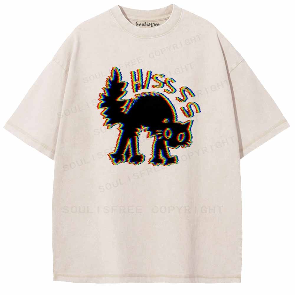 Soulisfree ANAGLYPH HISSING CAT Washed Tee
