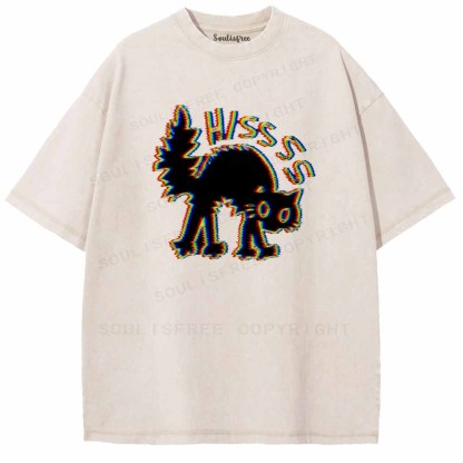 Soulisfree  ANAGLYPH HISSING CAT Washed Tee