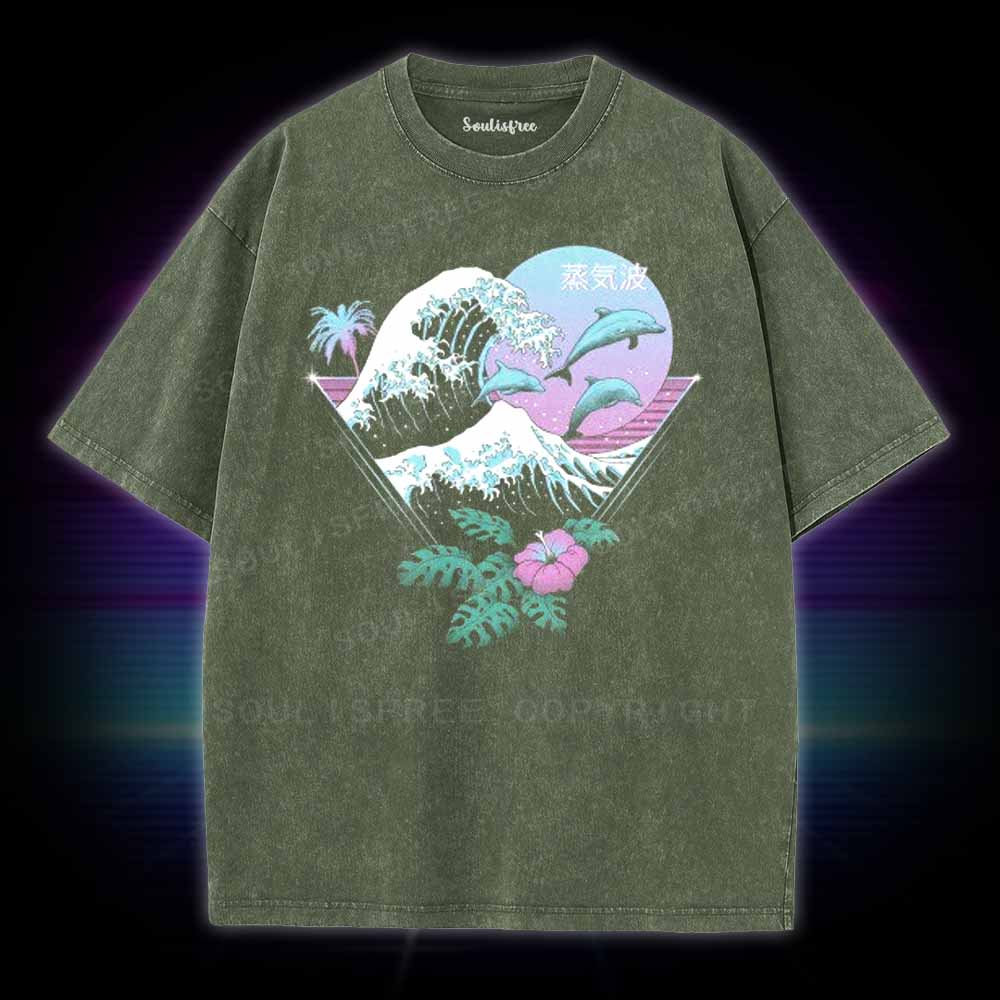 Soulisfree Dolphin Waves Washed Tee