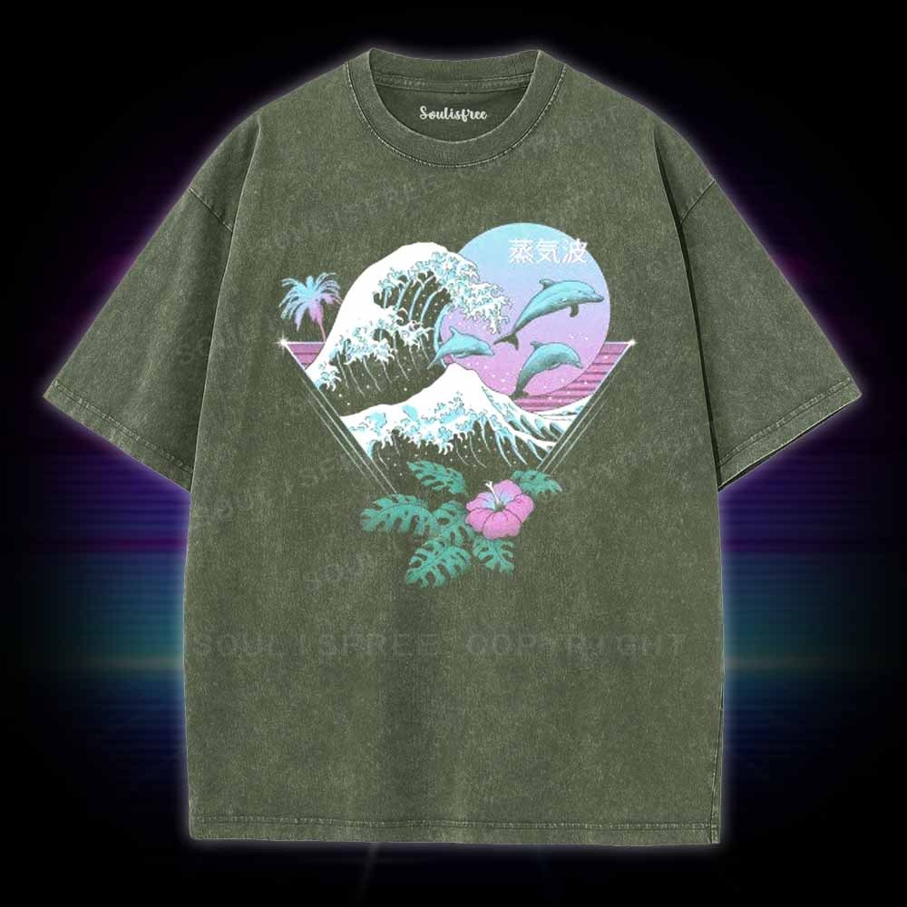 Soulisfree Dolphin Waves Washed Tee
