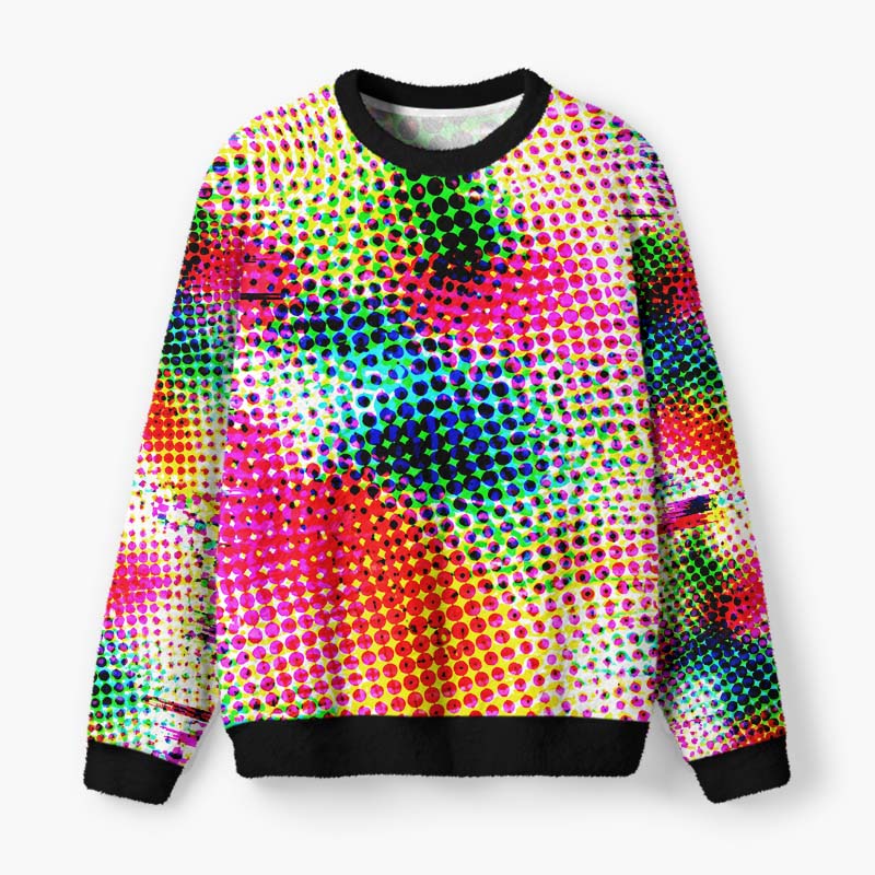 Soulisfree Psychedelic Color Rush Fuzzy Crewneck Sweater